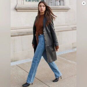 Veda x Reformation Crosby 90s Longline Leather Blazer